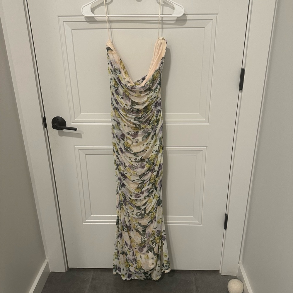 Mesh Strapless Ruched Maxi Dress - Picture 3 of 4